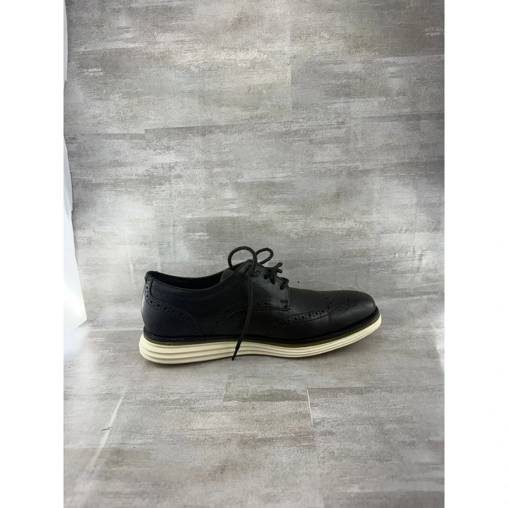 Cole Haan OriginalGrand Black Leather Wingtip Oxford Shoes C33804 Men Sz 9.5 M